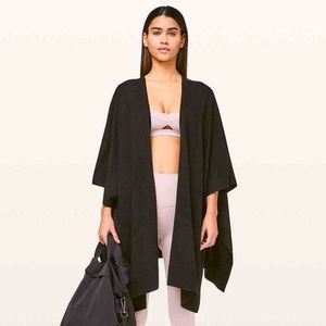 Lululemon Free To Coast Short Sleeve Open Low Back Wrap Cardigan Black One Size